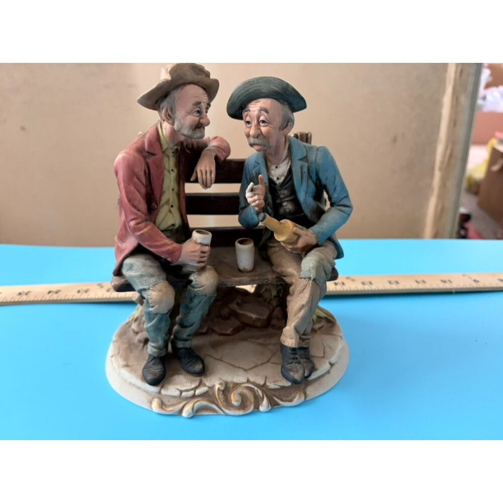 VTG Ardco hand painted porcelain fig of two old men on a bench
